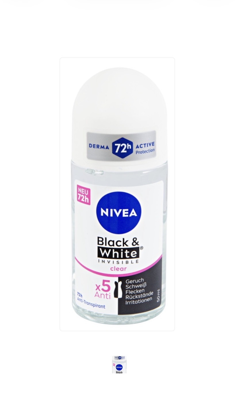 NIVEA Black & White Invisible Clear – Déodorant Roll-On 72h